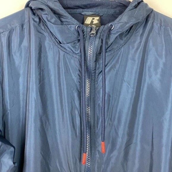 Rusell Windbreaker Mens Jacket Small Blue Camouflage Full Zip Up Lightweight - Picture 3 of 10